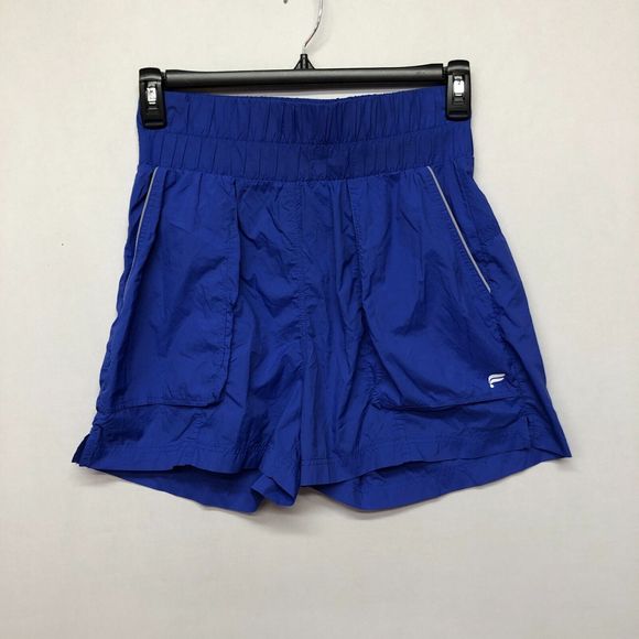 Fabletics Women Ultra High Waisted Piped Nylon Shorts Size Medium Blue M106 -8 - Picture 1 of 14